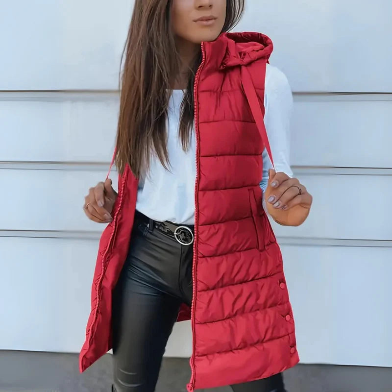 Rain | Casual Mouwloze Hood Lange Puffer Vest