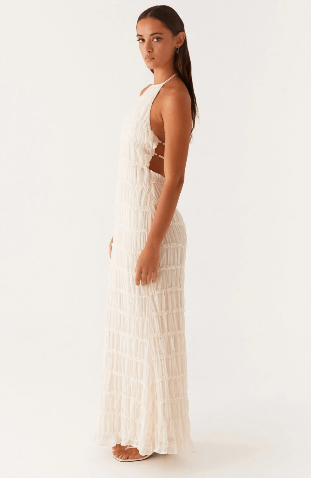 Caroline | Getextureerde Haltermaxi-jurk