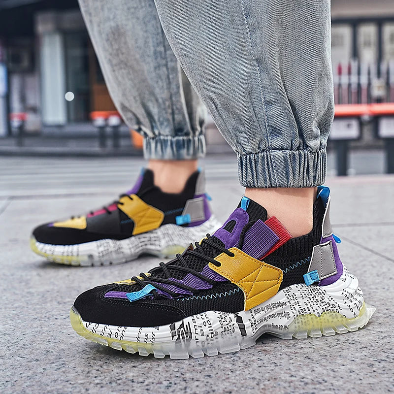 Colorblock Urban Sneakers voor heren met dikke zool 3