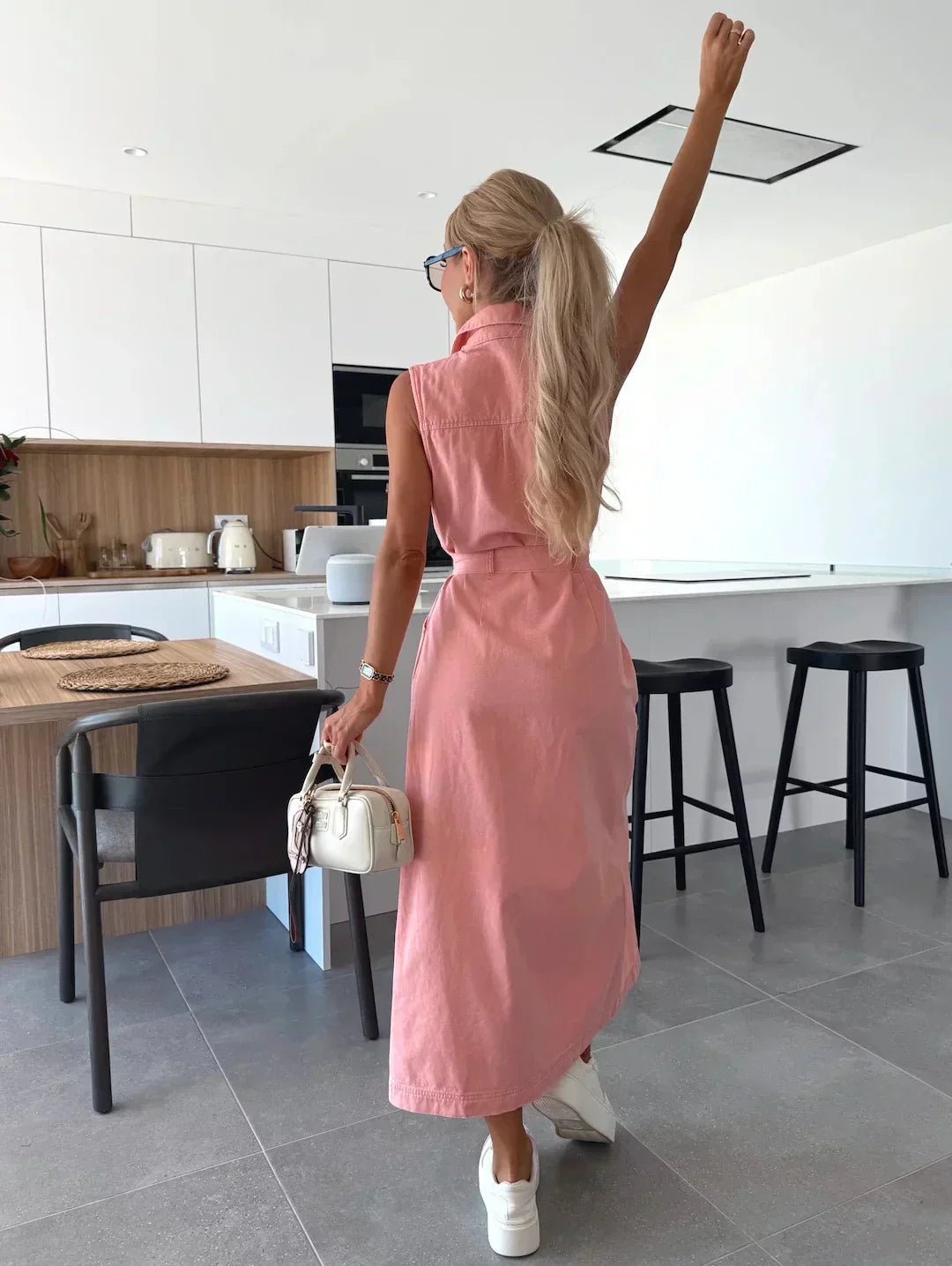 Hanna | Mouwloos lang denim jurk