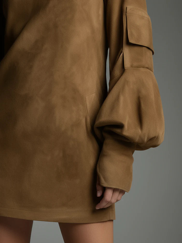 Lilly | Suède coltrui mini-jurk met vintage charme 2