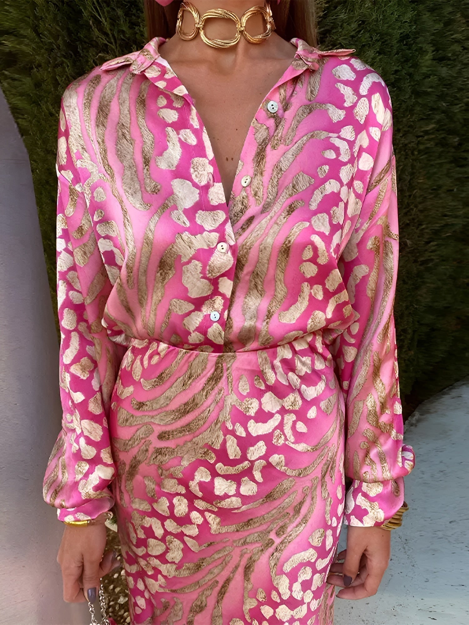 Mei | Elegante Satijnen Overhemdjurk