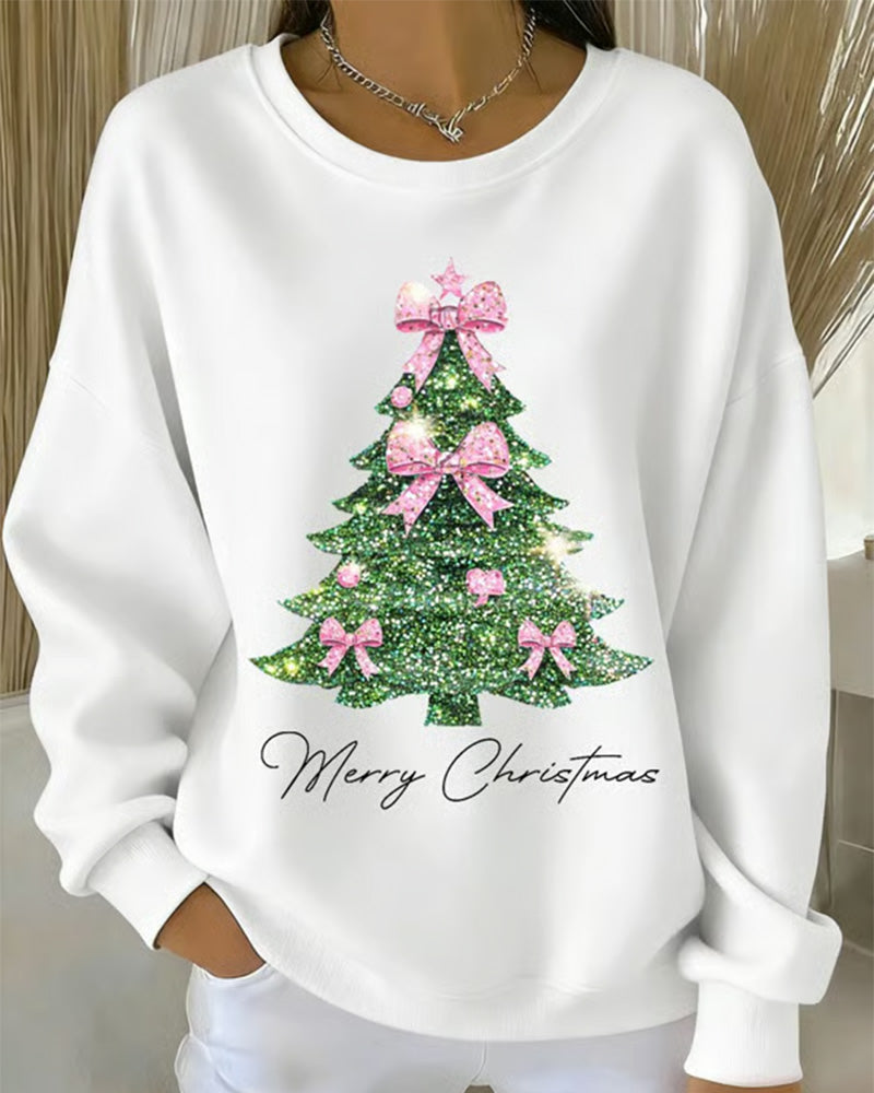 Sweatshirt met ronde hals en lange mouwen en kerstprint 8