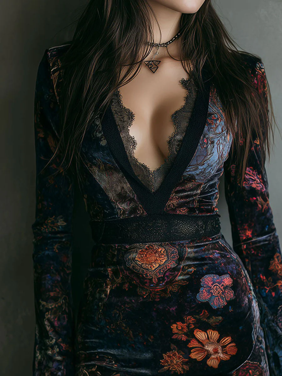 Tallis - Mini-jurk van fluweel met bloemenprint 0