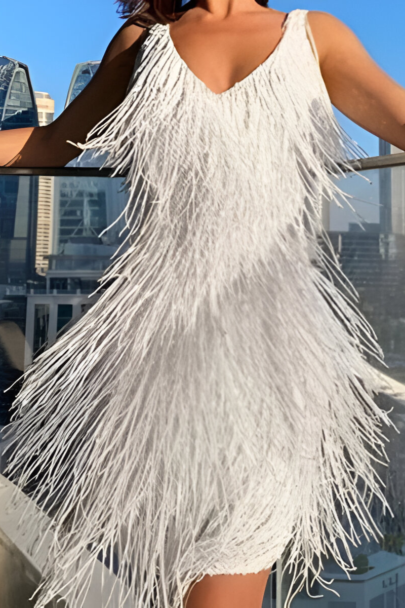 Neli | Chique Sprankelende Kwastjesjurk