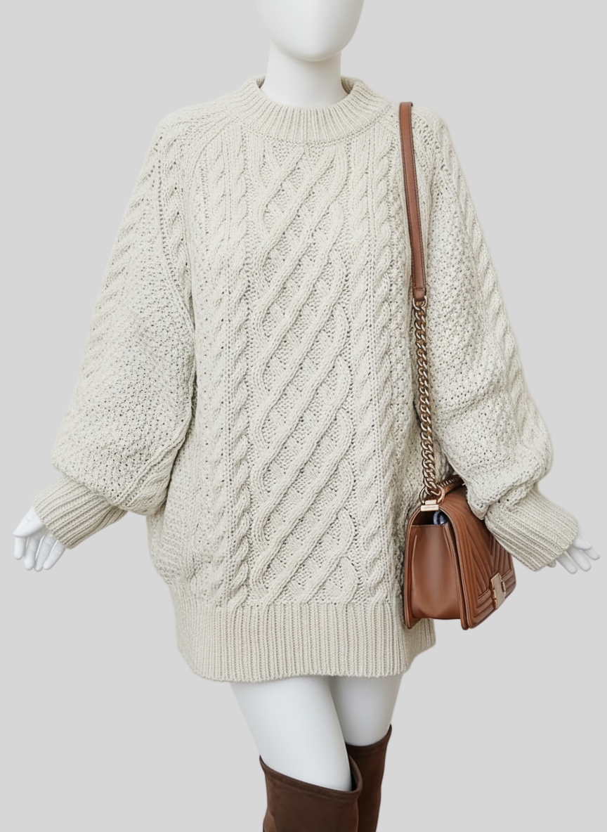 Alena – Dames directionele gebreide trui-jurk 1