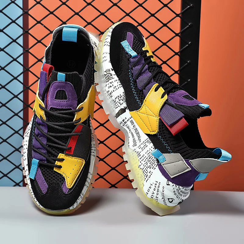Colorblock Urban Sneakers voor heren met dikke zool 0