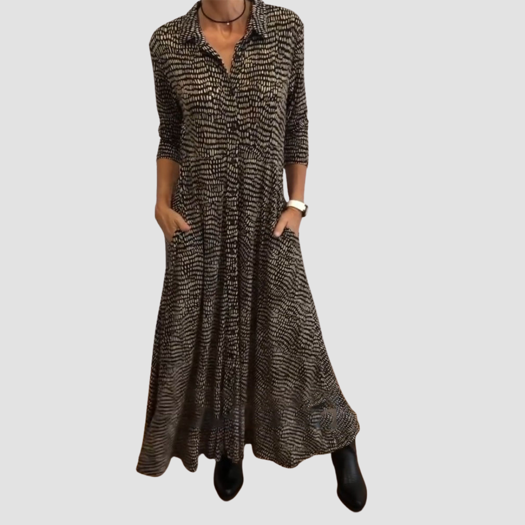 Carinde | Verfijnde Midi Jurk met Zakjes