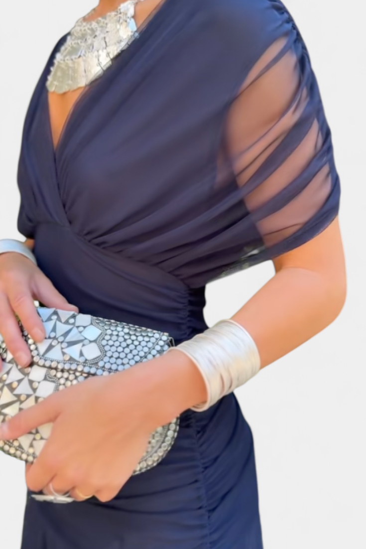 Luna | Lange jurk met bloemenprint en V-halslijn