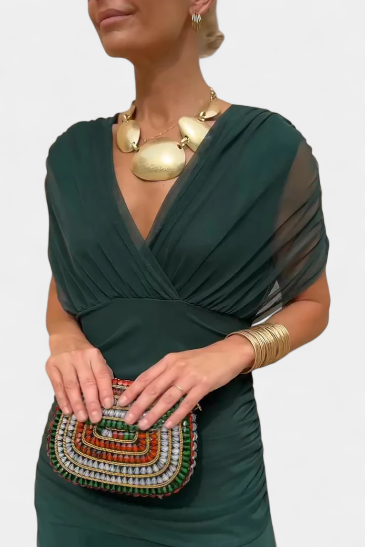 Luna | Lange jurk met bloemenprint en V-halslijn