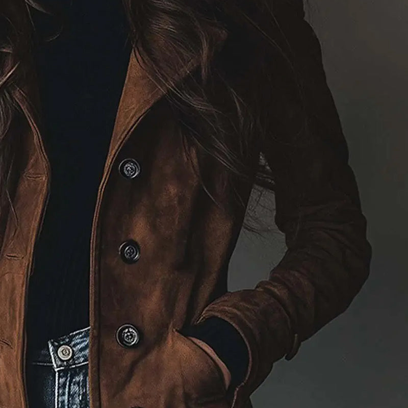 Maude - Lange veganistische suède jas 1