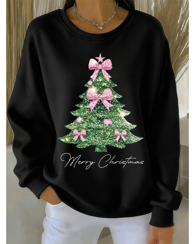 Sweatshirt met ronde hals en lange mouwen en kerstprint 6